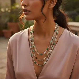 "925 <b>Silver</b> Fashion <b>Layered</b> Gemstone <b>Necklace</b> for Women's Statement Jewelry" - Product Image 2