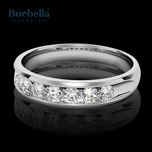 Offre Spéciale bague de fiançailles originale en argent sterling 925 en or blanc 18 carats 3mm avec diamant rond pour hommes - Product Image 2