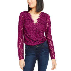 Body in Pizzo Rosa da Donna Leyden, Taglia Grande, in Nylon Lavorato a Maglia, Maniche Corte, per Inverno Estate Primavera Autunno, con Stampa, Vestibilità Aderente - Product Image 1