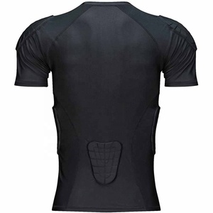 2026 Black <b>Mens</b> Training <b>padded</b> <b>shirt</b> Compression Protective Wear Wholesale - Product Image 5