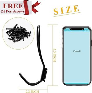 Ganchos de entrada rústicos incluidos con tornillo de Metal, decoración negra, ganchos para abrigos rústicos montados en la pared, organizador Vintage Doble - Product Image 6