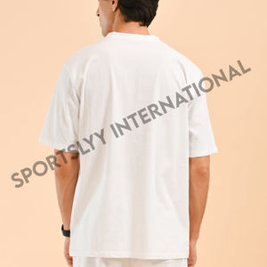 เสื้อยืดผู้ชาย 100% ผ้าฝ้าย ทรงโอเวอร์ไซส์ แบบพอดีตัว รับสกรีนโลโก้ ดีไซน์เรียบๆ สำหรับออกกำลังกาย หรือพิมพ์ลาย - Product Image 3