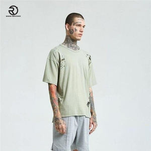 Venta al por mayor de peso pesado Camiseta en blanco Oversize Distress Camiseta Unisex Box T shirt Custom Distressed Oversized Men T Shirts - Product Image 2