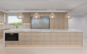 <span class=keywords><strong>Meuble</strong></span> de <span class=keywords><strong>cuisine</strong></span> shaker en bois massif à cadre étroit de conception personnalisée 3D haut de gamme - Product Image 2