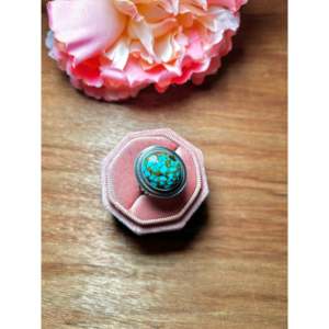 Darrin Livingston <b>Adjustable</b> Stainless Steel <b>Ring</b> Kingman Turquoise Sterling Silver Bezel Set Gift for Size 8.5 Inlay Technology - Product Image 2