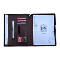 Porte-cartes multifonctionnel A4 PU à fermeture à glissière Porte-cartes mémo Note Padfolio Folder Document Case Organizer Business