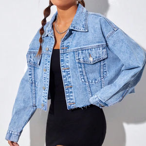 Chaqueta Vaquera de Algodón Holgada para Mujer, con Bordado, Manga Larga, Cierre de Botones, Estilo Casual y Moderno para Mujeres Jóvenes - Product Image 4