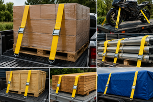 Sangle de cargaison robuste en polyester avec boucle à came 50mm 450kg/800kg certifiée CE pour la logistique et la sécurisation des marchandises Fabricant OEM ODM Usine - Product Image 2