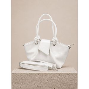 Bolso de Mano y Hombro Beige para Mujer, con Detalle de Nudo, Aspecto de Cuero Suave, Dos Fundas de Cuero Genuino, Cubierta de PU Impermeable, Cadena, Correa Individual - Product Image 1