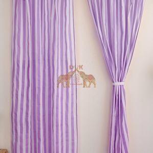 New Latest Collection of Handmade Striped Printed <b>Curtain</b> Set Beautiful Light Sheer <b>Curtain</b> Set - Product Image 5
