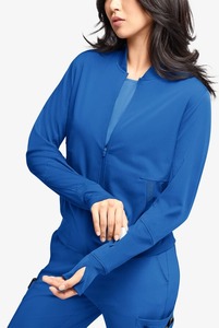 Blouson médical classique pour femme, couleur unie, fermeture éclair sur le devant, uniforme de soins infirmiers, veste confortable pour médecin - Product Image 2