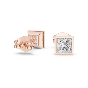 Pendientes de Diamante de Laboratorio de 0.88 CT con Corte Princesa para Mujer, Claridad VVS-VS EF, Oro de 18KT, 14KT, 10KT y Plata 925, Oro Rosa, Amarillo - Product Image 3