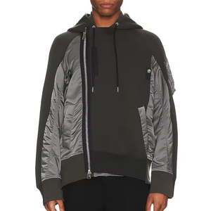 Sweat à capuche pour homme en tissu jersey ripstop 100% coton, design unique, avec fermeture à boutons et poches latérales inclinées, pour l'hiver - Product Image 1