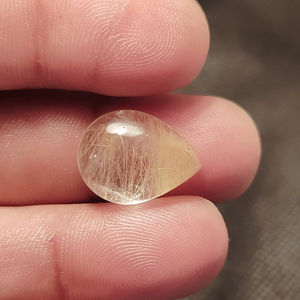 คริสตัลควอตซ์ธรรมชาติขายส่ง ควอตซ์รูไทล์สีทองทรงลูกแพร์ คริสตัลคาโบชอง งานฝีมือ ทำแหวนเครื่องประดับ DIY - Product Image 1