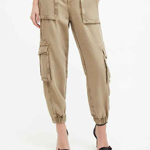 Pantalon Cargo en coton respirant avec logo personnalisé pour femmes, jogging de sport d'hiver à la mode, taille moyenne, vente en gros de quantité minimale de commande bas - Product Image 4