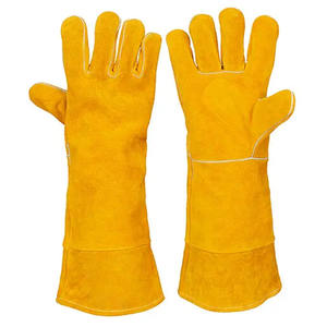 Guantes de soldadura de seguridad Industrial de alta resistencia, cuero de vaca reforzado, guantes de barbacoa lisos resistentes a la abrasión, protección de manos - Product Image 1