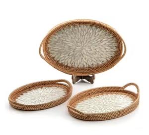 Bandejas de decoración para servir de yute nácar Natural hechas a mano personalizadas, uso navideño para el hogar, restaurantes, hoteles, vajilla - Product Image 3