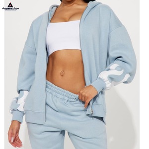 Chándal OEM de alta calidad con cremallera superior y chándal de pierna ancha para mujer conjunto de dos piezas Fitness gimnasio chándal deportivo para mujer - Product Image 4