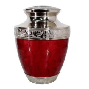 Urna de cremación de latón de alta calidad con banda de grabado Urna de cremación funeraria de metal con acabado de color dorado y rosa - Product Image 4