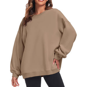 Sudadera de Algodón de Manga Larga Extra Grande para Mujer, Color Sólido, Cuello Redondo, Impresión de Logotipo Personalizado, Sudaderas para Mujer - Product Image 6