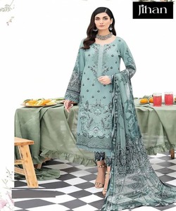 Kurta traditionnel en coton jaune avec haut bas Dupatta pour femme costume 3 pièces - Product Image 1