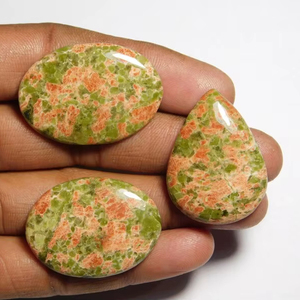 Lot de 3 pierres précieuses naturelles Unakite Cabochons Unakite pour la fabrication de bijoux 127 Cts - Product Image 1