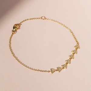 10k 14k 18k Solid Real <b>Gold</b> Fashion Jewelry Unique Design Triangle Shape Round Cut Natural Diamond <b>Bracelet</b> with Certificate - Product Image 2