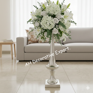 Vase en métal moderne mat doré avec poignées, centre de table portable pour mariage - Product Image 4