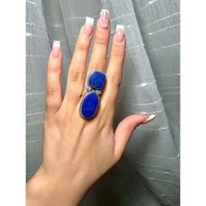 Travis Jim Romantic Fashionable <b>Ring</b> Lapis & Sterling Silver <b>Adjustable</b> Bezel Set Gift with Natural Gemstones - Product Image 5