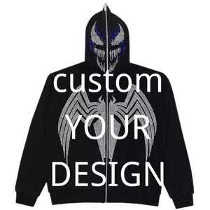 Custom All Over Print <b>Hoodie</b> Factory French Terry <b>Graphic</b> <b>Hoodie</b> Sport Men Full <b>Zip</b> <b>up</b> Over Face Rhinestone <b>Hoodie</b> - Product Image 1