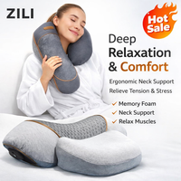 Oreiller de massage chauffant vibrant et musical pour le cou, masseur électrique, traction cervicale, trois-en-un, pour le sommeil, version anglaise