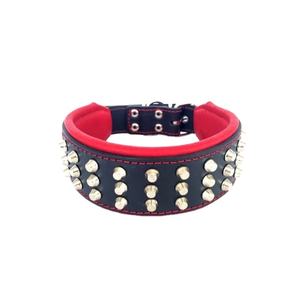 Collar de Perro de Cuero Sólido Ecológico y Duradero del Fabricante, Estilo Acolchado con Decoración de Remaches, Correa Ajustable de Lujo para Exteriores - Product Image 1