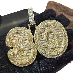 Colgante de Número con 30 Moissanitas, Chapado en Oro, Estilo Hip Hop, Joyería de Plata de Ley, Pieza Destacada - Product Image 5