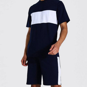 Venta al por mayor OEM Slim Fit de alta calidad de los hombres de doble conjunto de dos piezas último diseño de desgaste al aire libre de los hombres camiseta y pantalones cortos conjuntos dobles - Product Image 6