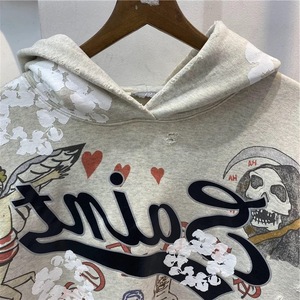 Sweats à capuche unisexe 100% coton French Terry LOGO personnalisé de haute qualité Surdimensionné Hip Hop Ourlet brut Distressed Look for Mens Winter Wear - Product Image 5