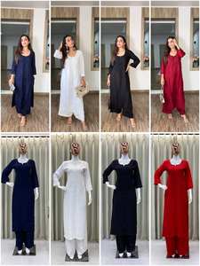 Traje Plazzo de Rayón Listo para Usar, Bordado con Lentejuelas, Completamente Cosido, Ropa de Diseñador para Mujer, 4 Colores Disponibles, Venta al por Mayor B2B, Gujarat - Product Image 6