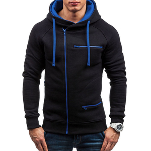 Sweat à capuche zippé en polaire tricoté épais, respirant et imperméable de haute qualité pour homme, imprimé personnalisé, uni, entièrement zippé, en coton pour l'hiver - Product Image 1