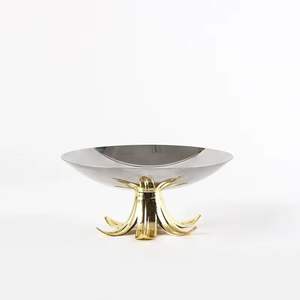 Bol en argent artisanal de luxe avec base en sable doré, parfait pour la décoration de table, vente en gros en provenance d'Inde - Product Image 1