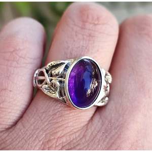 Romantic Boho <b>Statement</b> <b>Ring</b> Handmade Natural Amethyst Sterling Silver Purple Gemstone Birthday Christmas Gift for Her - Product Image 2