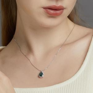 Collier Jeulia en argent sterling avec agate mousse taille poire, bijoux de mariage vintage - Product Image 3