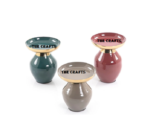 Ensemble de trois bougeoirs en métal de forme ronde pour décoration de maison et d'hôtel de mariage support de bougeoir à faible taux - Product Image 3