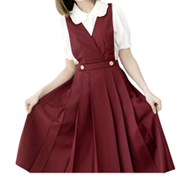 Robe d'école mi-longue unie Smart Fit pour filles, avec détail boutonné, en coton/polyester respirant et infroissable, toutes tailles, multi-couleurs