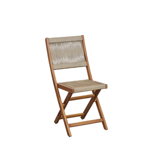 Chaise de salle à manger pliante en bois de teck au design moderne avec siège tissé pour la maison, l'appartement ou la villa - Product Image 1