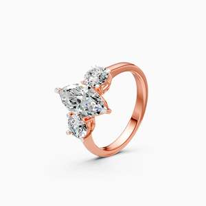 Ever Classic Three Stone Lab Grown Diamond <b>Statement</b> <b>Ring</b> Featuring 2.48 Ct Round In 9K Yellow White And Rose Gold - Product Image 2