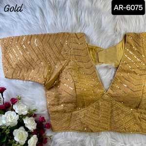 Blusa de Georgette de imitación pesada de ropa tradicional india para ropa de boda sari y Lehenga Choli lista para usar blusa para mujer - Product Image 6