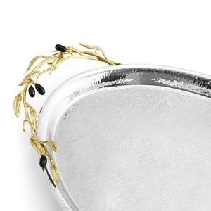 Plateau en métal fini argenté au design martelé de qualité supérieure, idéal pour la décoration intérieure élégante Cuisine Servir Table à manger Essentials - Product Image 5