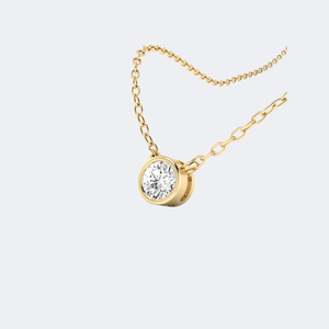 Collier solitaire en diamant rond 0,20 carats en or 14 carats, diamant de laboratoire couleur D, pendentif minimaliste serti clos pour femme - Product Image 4