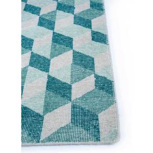Alfombra de Lana Anudada a Mano Jaipur Rugs ZA Clan Azul, Diseño Geométrico, Alfombra Rectangular para Sala de Estar o Pasillo, Diseño de Rompecabezas LLV-3038 - Product Image 4