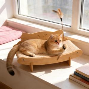 Cama para Mascotas Grande, Moderna, de Madera con Patrón Sólido, Sofá de Sisal, Resistente a Arañazos, Ecológica, para Todas las Estaciones - Product Image 1