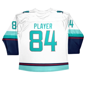 Camisetas de hockey sobre hielo de diseño personalizado OEM para clubes, equipos y ligas con nombre y número de sarga de aparejos personalizados Ropa deportiva personalizada - Product Image 4